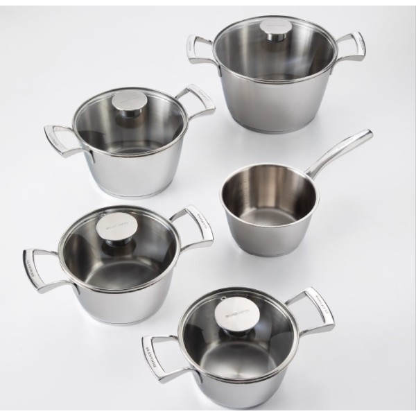 BUGATTI Cucina Italiana Set di pentole in acciaio inox 18/10, 10 pezzi